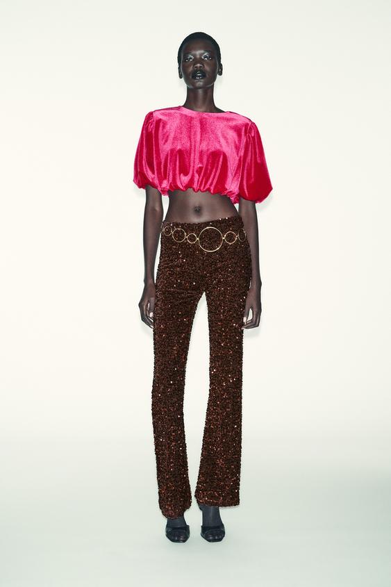 FLARE VELVET SEQUIN LEGGINGS