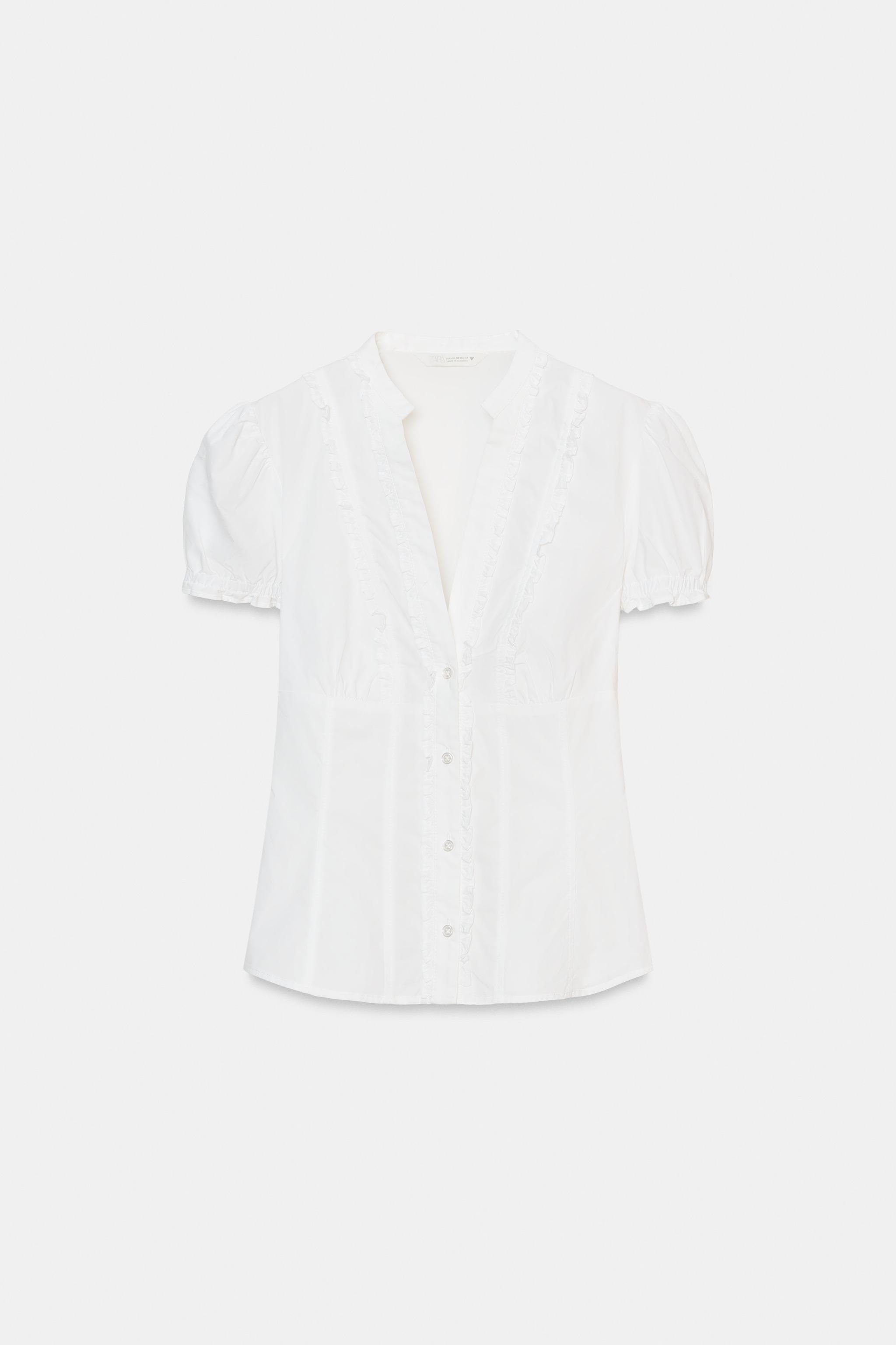 CHEMISE EN POPELINE À VOLANTS
