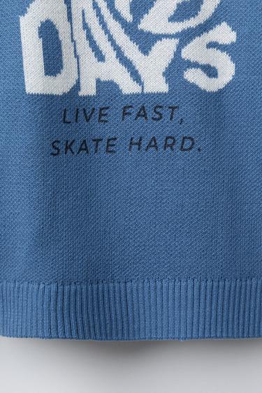 KNIT SWEATER WITH SLOGAN - Bluish by Zara - Image 3
