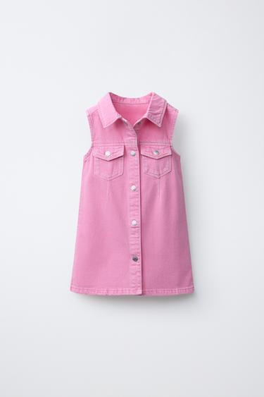 SKATER DENIM DRESS - Pink by Zara
