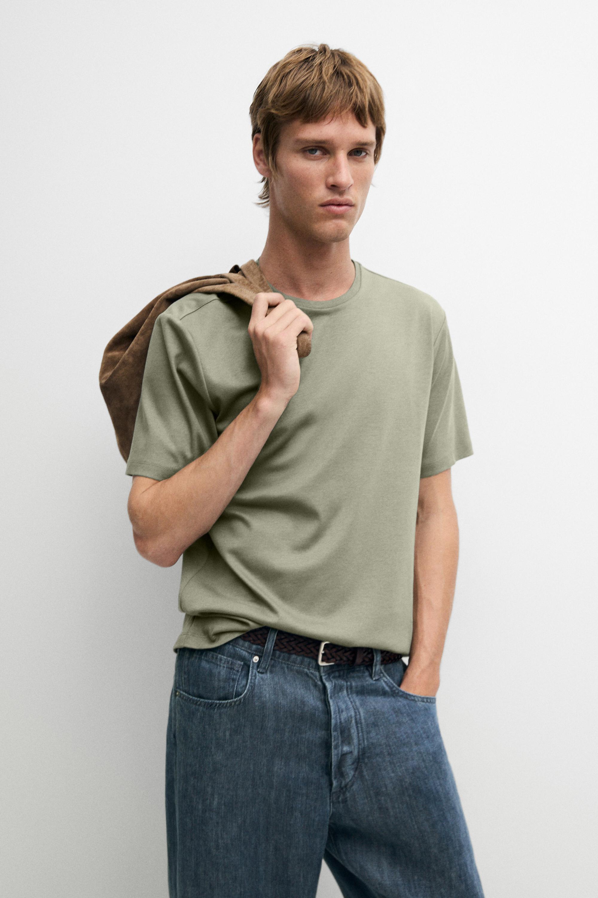 Cotton blend short sleeve T-shirt — Mint Green