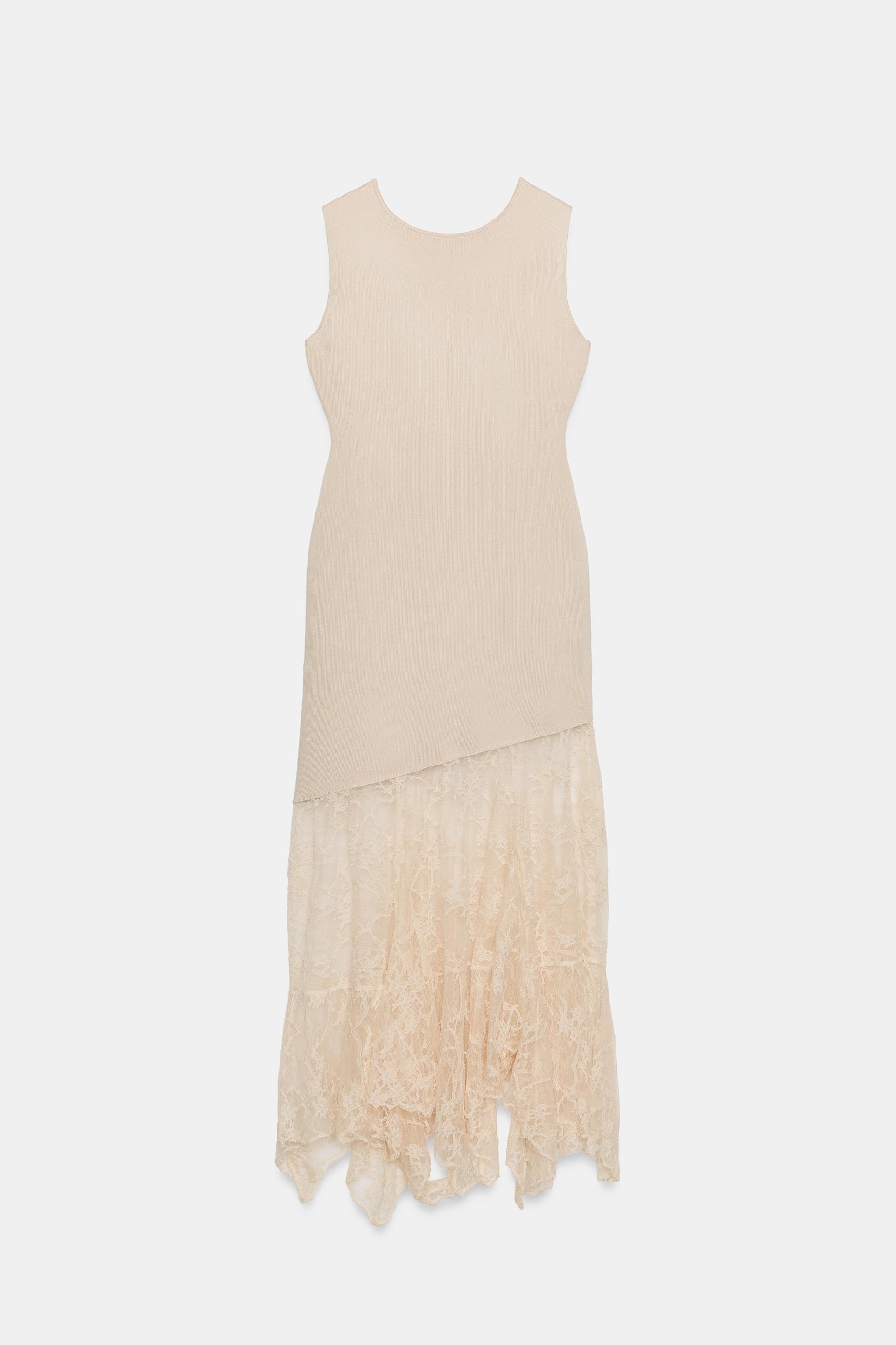 Knit Dress With Lace Detail