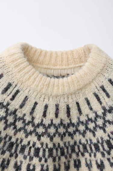 PULL EN MAILLE JACQUARD AVEC LAINE ET ALPAGA - Vanille de Zara - Image 2