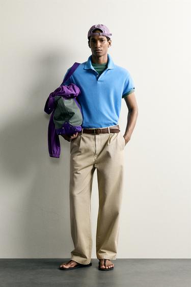 SHORT SLEEVE REGULAR FIT POLO SWEATSHIRT - Blue by Zara - Image 0