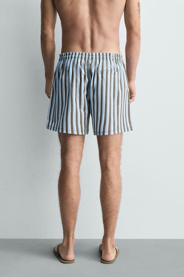 MID-LENGTH STRIPED SWIMMING TRUNKS - Sky blue by Zara - Image 3
