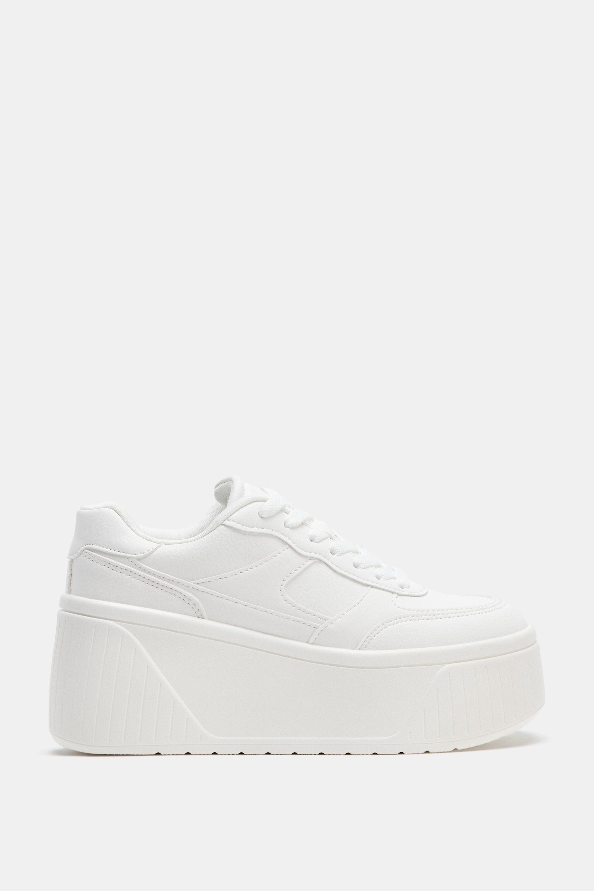 【ZARA】 35 #フラットフォームスニーカー● ホワイト | フラットフォームスニーカー - ホワイト | ZARA Japan / 日本