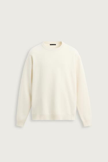 Zara SOFT TEXTURED KNIT SWEATER - Oyster-white