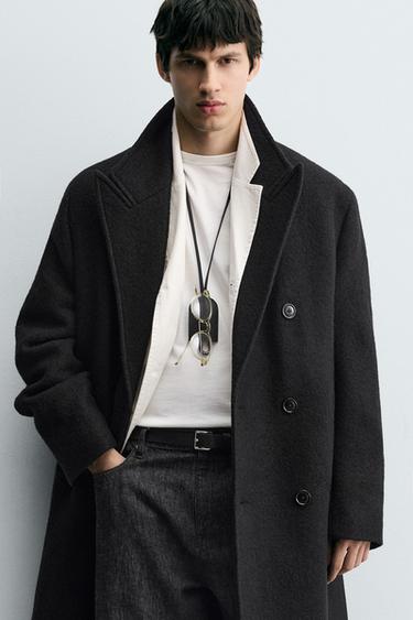 WOOL COAT BOUCLÉ TEXTURE - Black by Zara