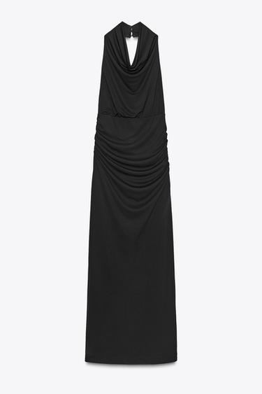 VESTIDO HALTER DRAPEADO - Negro de Zara