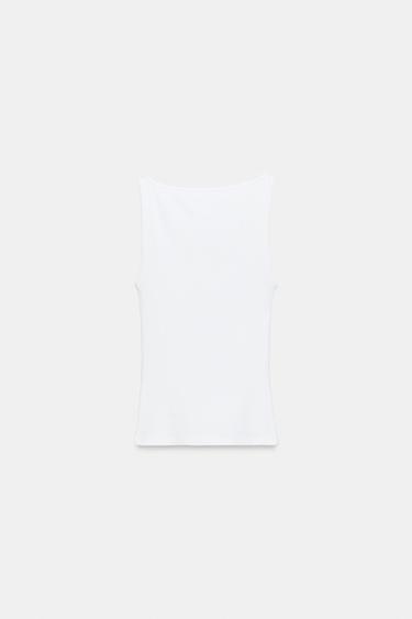 Zara MINIMAL SLEEVELESS TOP - White