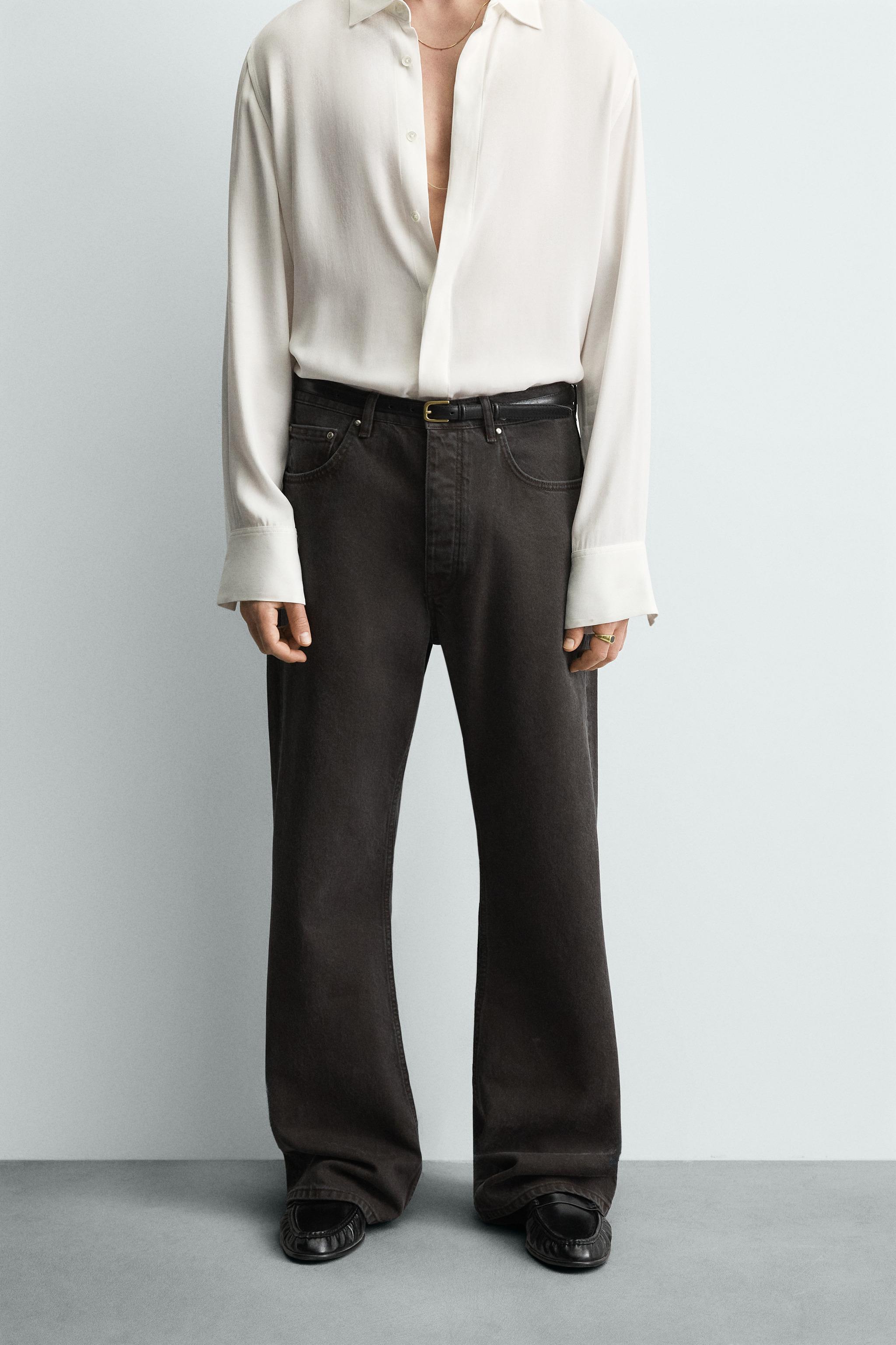 ワックスフィニッシュフレアフィットデニムパンツ - ブラウン | ZARA 