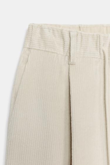 CORDUROY TROUSERS WITH POCKETS - Oyster-white by Zara - Image 3