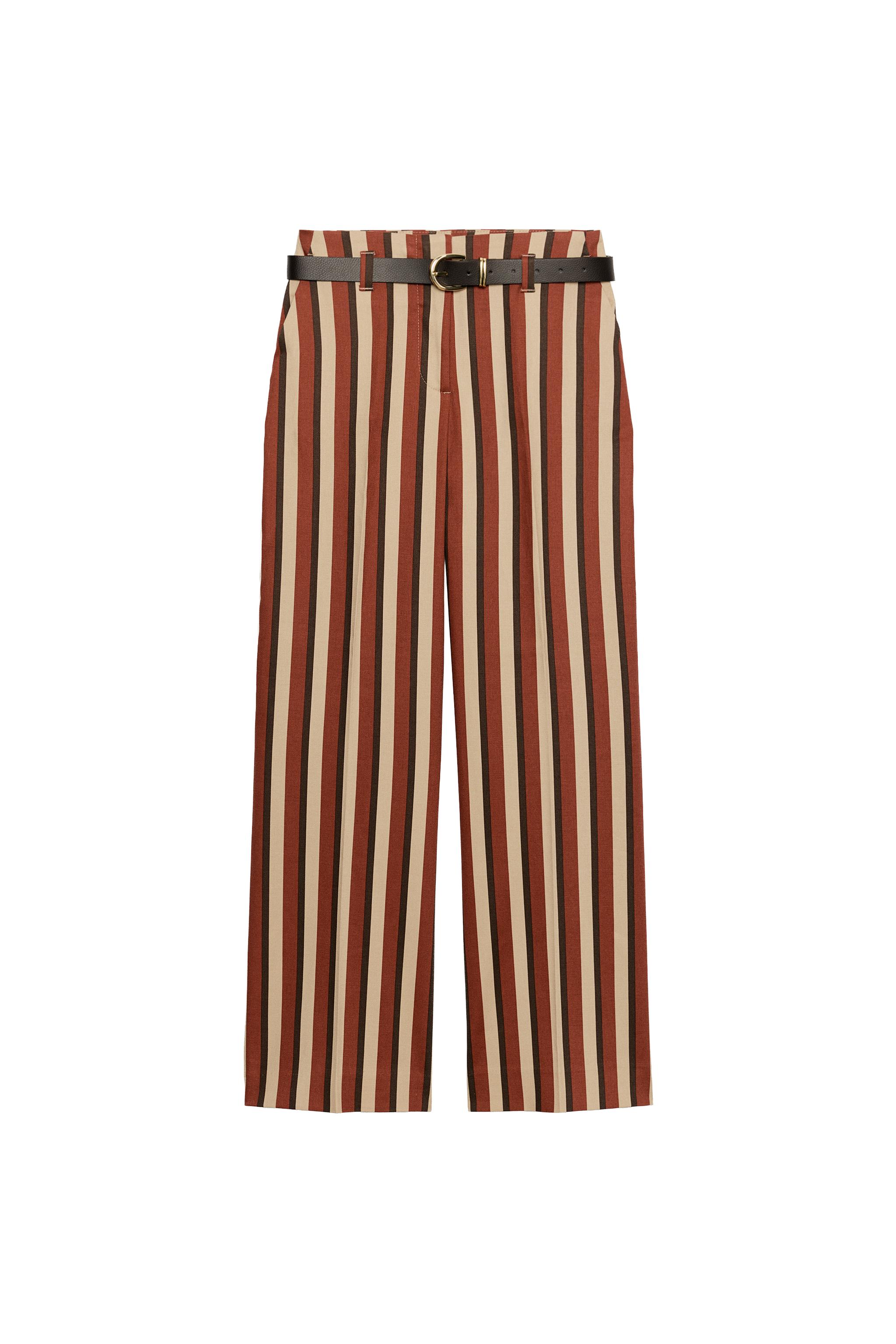 STRIPED TROUSERS WITH BELT