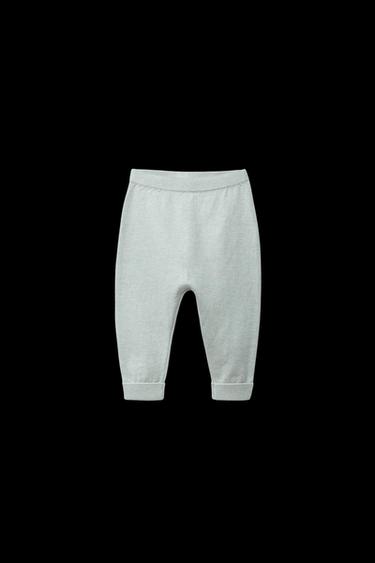COTTON AND SILK KNITTED TROUSERS - Greenish by Zara - Image 0