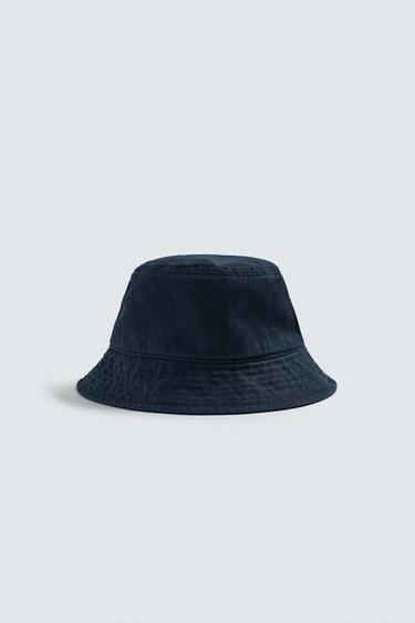 WASHED BUCKET HAT - Navy blue by Zara