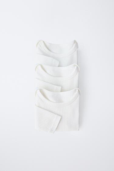 6 MOIS-3 ANS/ LOT DE TROIS BODYS À MANCHES LONGUES - Blanc cassé de Zara - Image 0