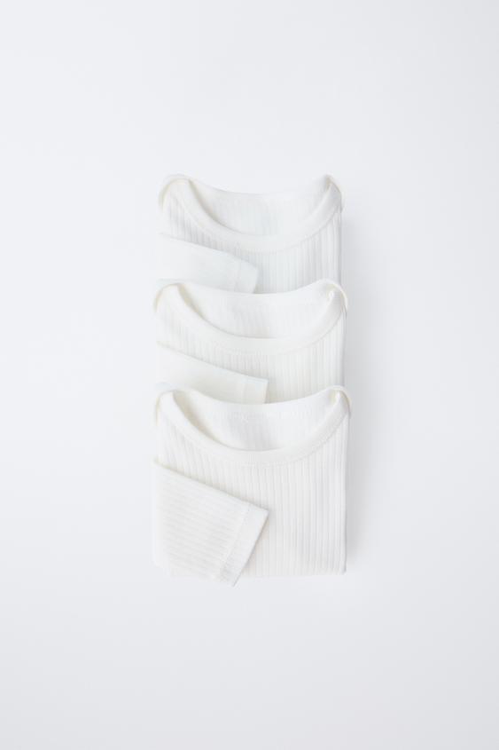 6 MONTHS-3 YEARS/ 3-PACK OF LONG SLEEVE BODYSUITS - Oyster-white de Zara - Imagen 0