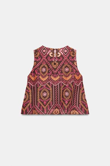 TOP À BRODERIES PERFORÉES - Multicolore de Zara - Image 8