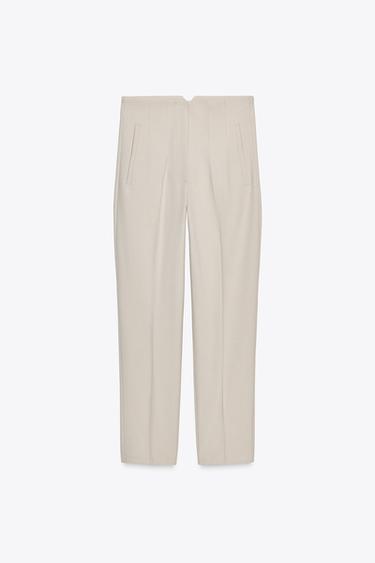 HIGH-WAIST TROUSERS - Beige by Zara