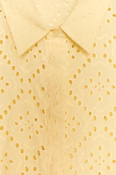 CHEMISE AVEC BRODERIES AJOURÉES COLLECTION ZW - Jaune de Zara - Image 6