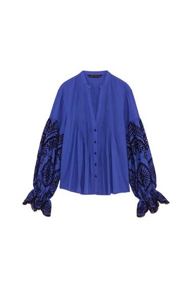 EMBROIDERED BLOUSE WITH TUCKS