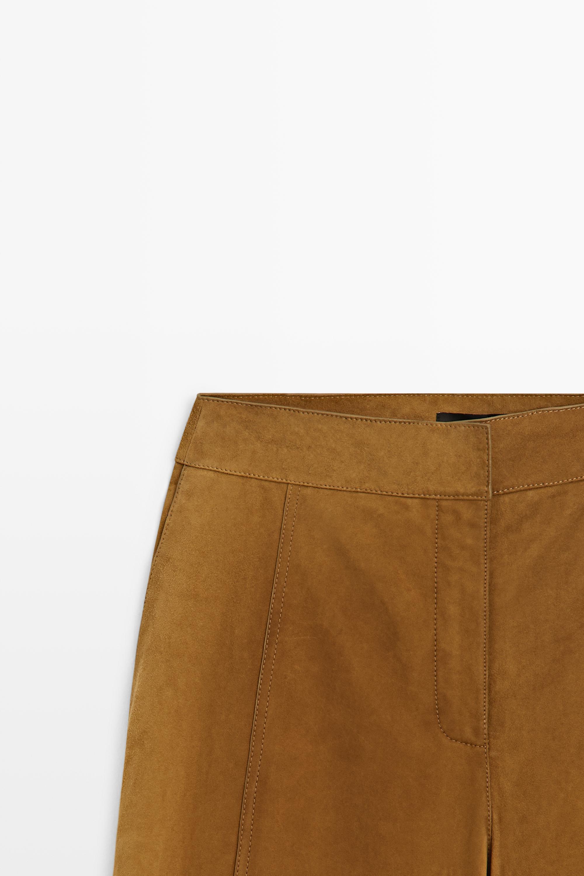 Suede goatskin barrel fit pants