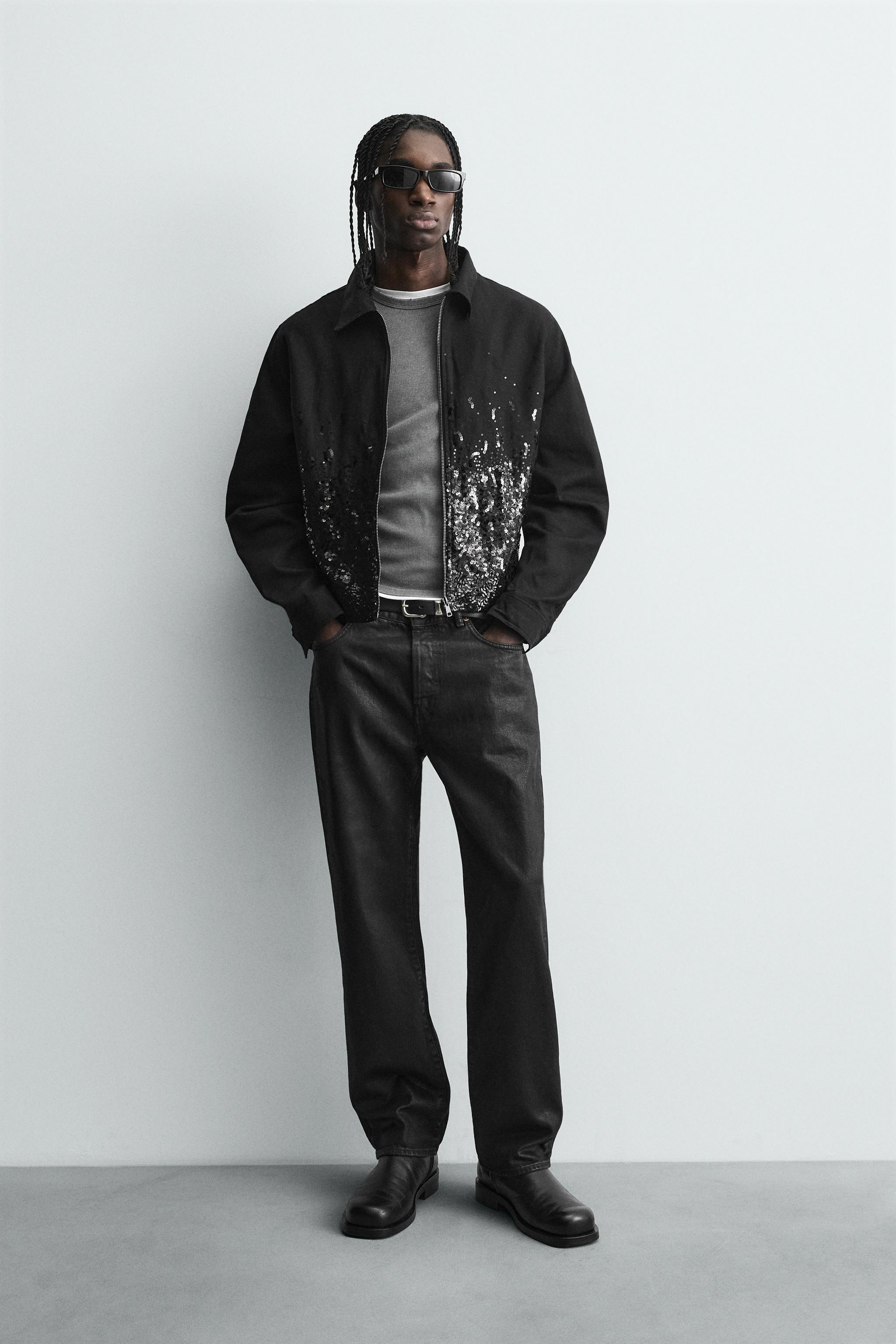 クロップドフィットスパンコールジャケット - ブラック | ZARA Japan