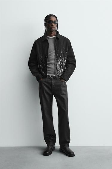 VESTE COURTE À PAILLETTES - Noir de Zara