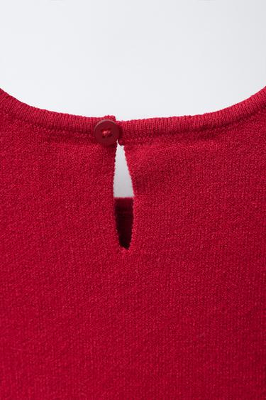 ROBE EN MAILLE AVEC NŒUDS EN VELOURS - Rouge de Zara - Image 3