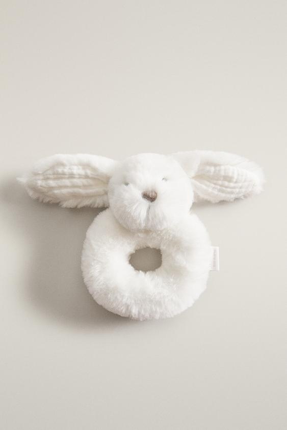 Детская мягкая игрушка Zara Rabbit Baby Rattle Plush Toy, цвет: Белый