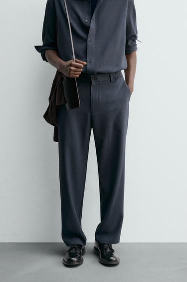 RELAXED FIT FLOWING TROUSERS - Navy blue by Zara