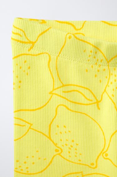 LEGGING CYCLISTE CÔTELÉ CITRONS - Jaune pastel de Zara - Image 2