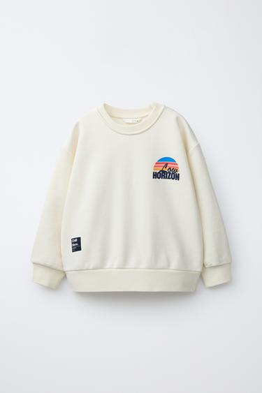 Zara PRINTED SWEATSHIRT - Ecru - Image 0