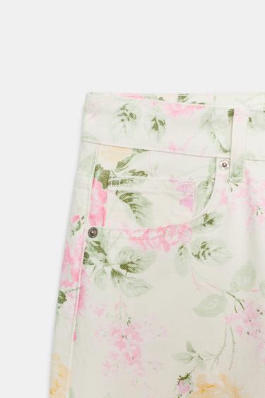 TRF LOW-RISE LOOSE FIT FLORAL JEANS - Oyster-white by Zara - Image 7