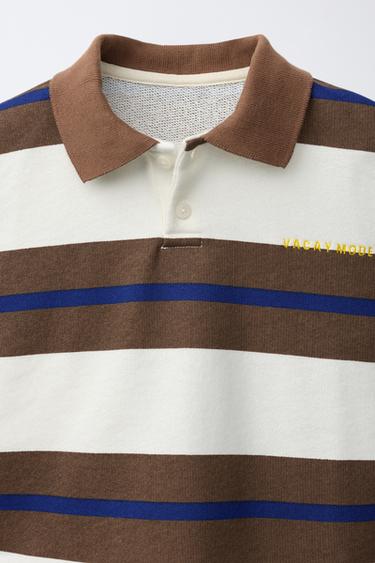 STRIPED POLO SWEATSHIRT - Brown by Zara - Image 2