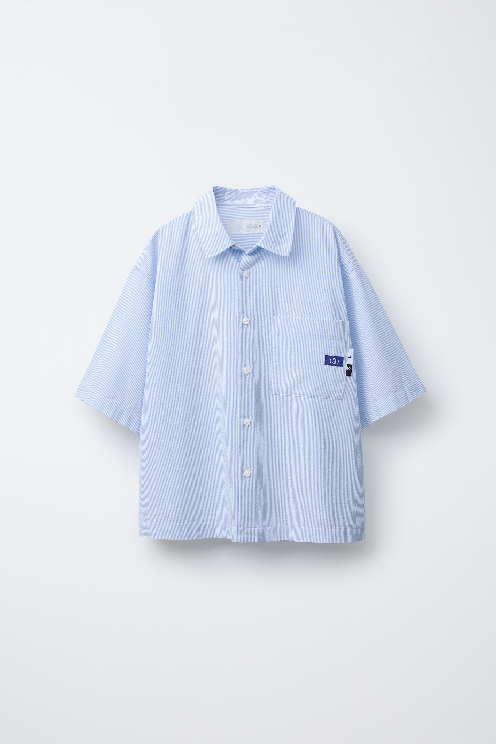 シアサッカー織りストライプシャツ - ベージュ | ZARA Japan / 日本