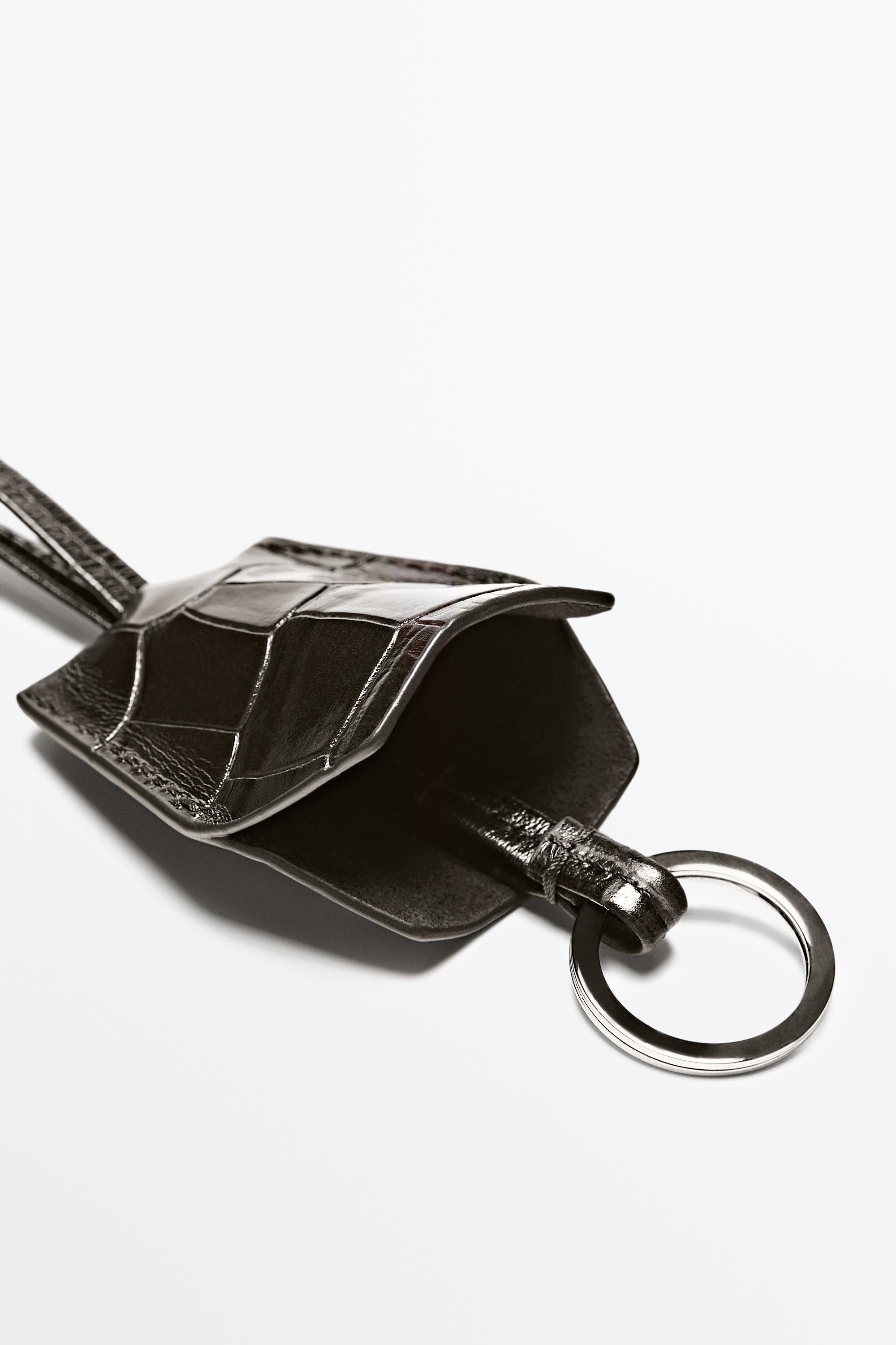 Croc-effect nappa leather keyring