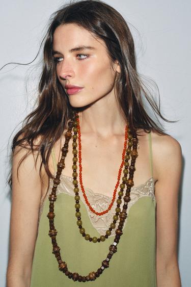 Zara PACK OF 4 WOODEN BEAD NECKLACES - Multicolored