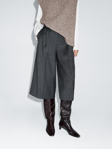 Zara 100% wool long Bermuda shorts with darts - Gray