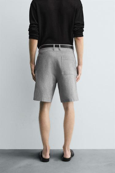 COTTON/LINEN BERMUDA SHORTS - Grey by Zara - Image 2