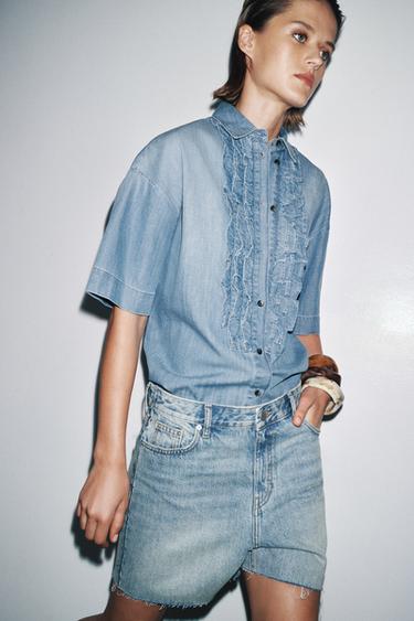 CAMISA DENIM CHORRERAS  ZW COLLECTION - Azul de Zara