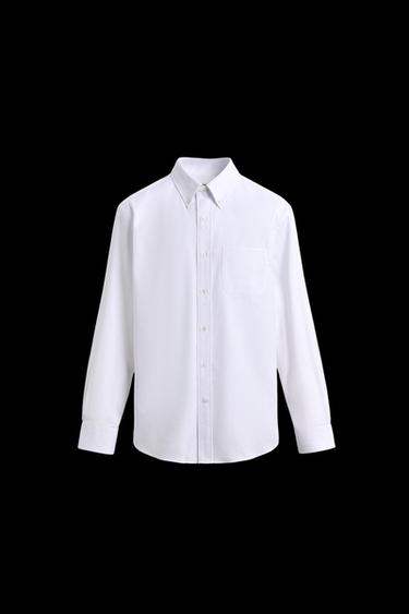 Zara REGULAR FIT BUTTON-DOWN COLLAR SHIRT - White