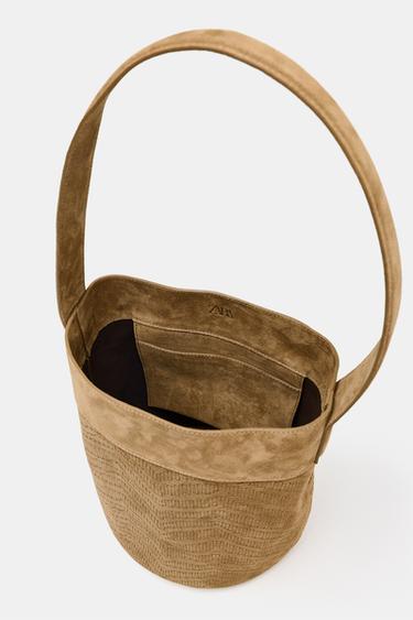 SAC MAXI SEAU EN CROÛTE DE CUIR TRESSÉE - Marron de Zara - Image 5