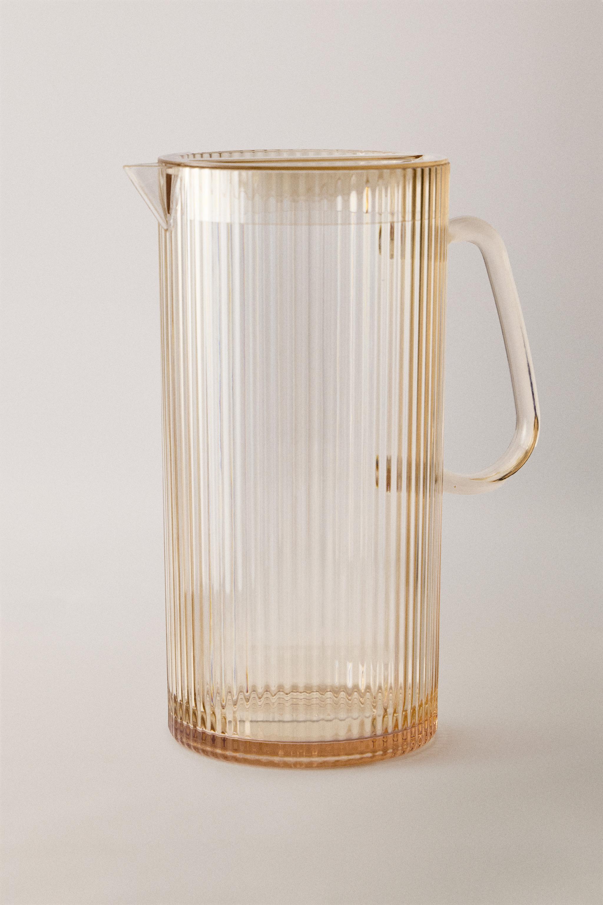 STRIPED ACRYLIC PITCHER — Yellow
