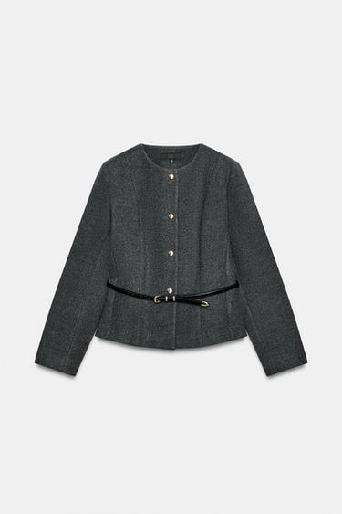 CHAQUETA SOFT CINTURÓN - Gris de Zara - Imagen 0