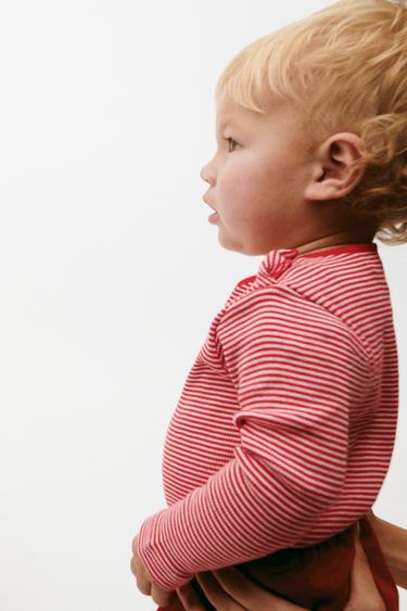 ZARA TIMELESS - STRIPED BODYSUIT WITH CONTRAST PIPING - Red by Zara