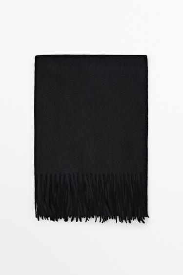 Wool blend scarf with fringing — Black 1