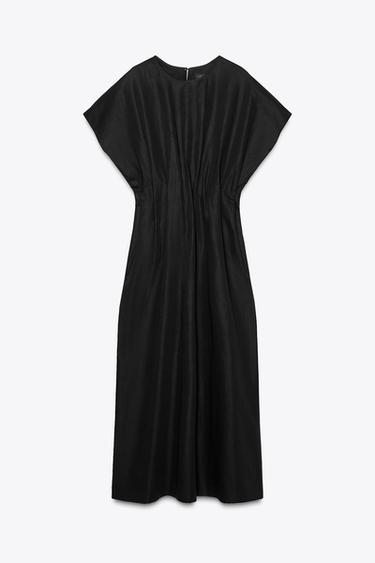 VESTIDO MIDI PLIEGUES ZW COLLECTION - Negro de Zara