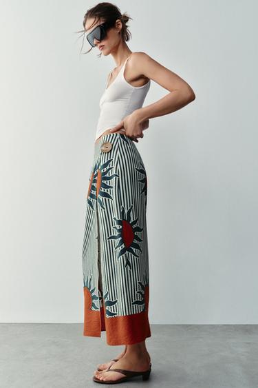JUPE PARÉO MIDI IMPRIMÉE - Écru / Vert de Zara - Image 2