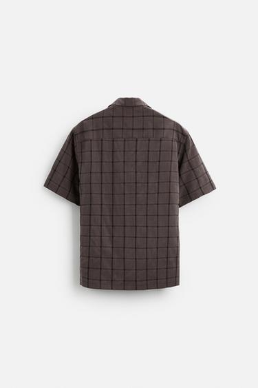CHEMISE AVEC STRUCTURE À CARREAUX - Marron de Zara - Image 6